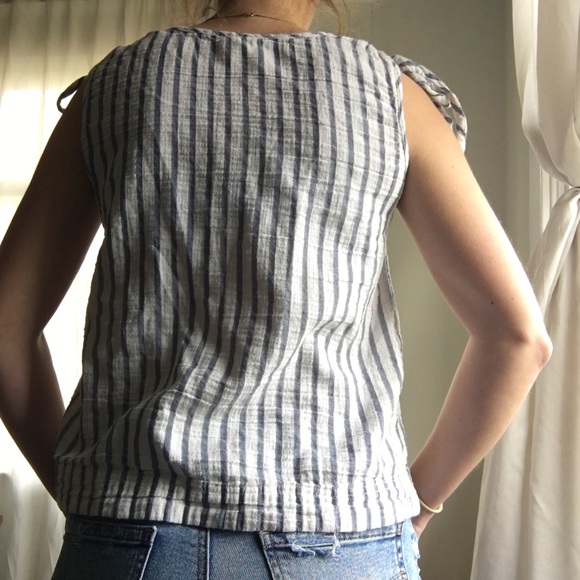 Caslon White & Blue Striped Shirt w/ Shoulder Ties - Picture 3 of 5